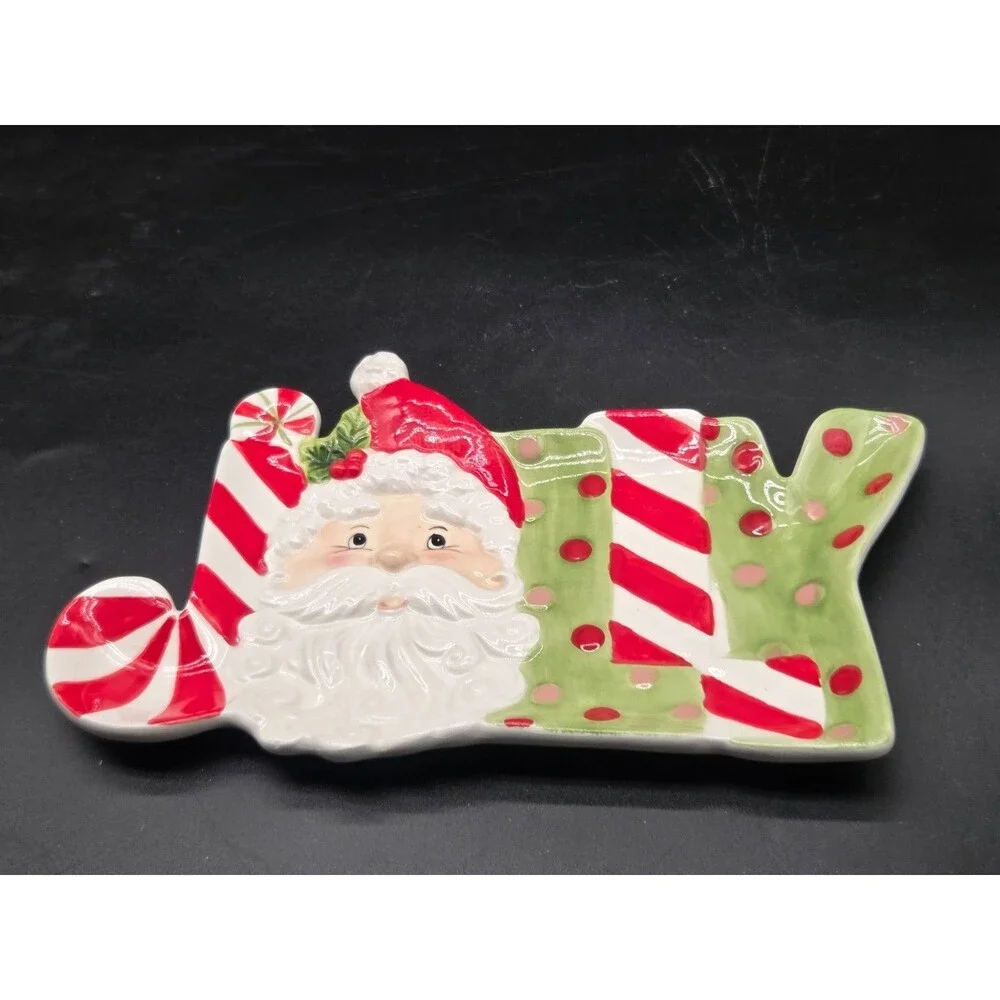 Fitz And Floyd Christmas Santa Jolly Snack Therapy Wall Hanging Tray 2009